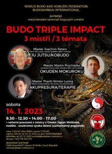 Plakát pro Seminář Ju jutsu, Kobudo, Okuden Mokuroku, Akupresura